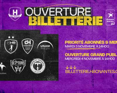 Ouverture billetterie : Tous les matchs jusqu'à la fin de la saison
