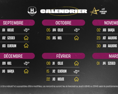 Le calendrier d'EHF Champions League dévoilé