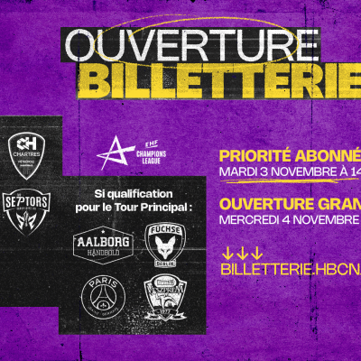 Ouverture billetterie : Tous les matchs jusqu'à la fin de la saison