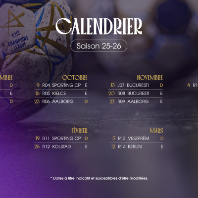 Le calendrier de Ligue des Champions 25-26