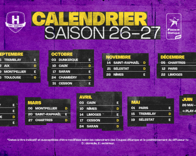 Le calendrier de la Daikin StarLigue 26-27 est connu !