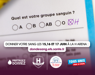Donnez votre sang à la H Arena (du 15 au 17 juin) !