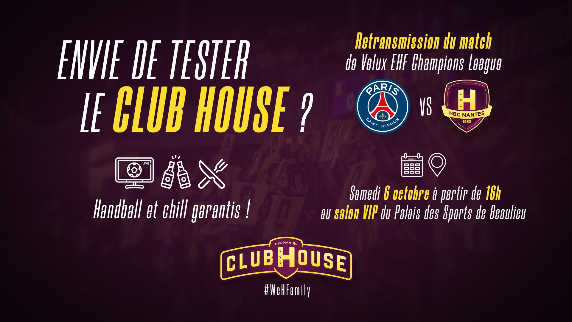 PSG-HBC Nantes: rdv au Club House !