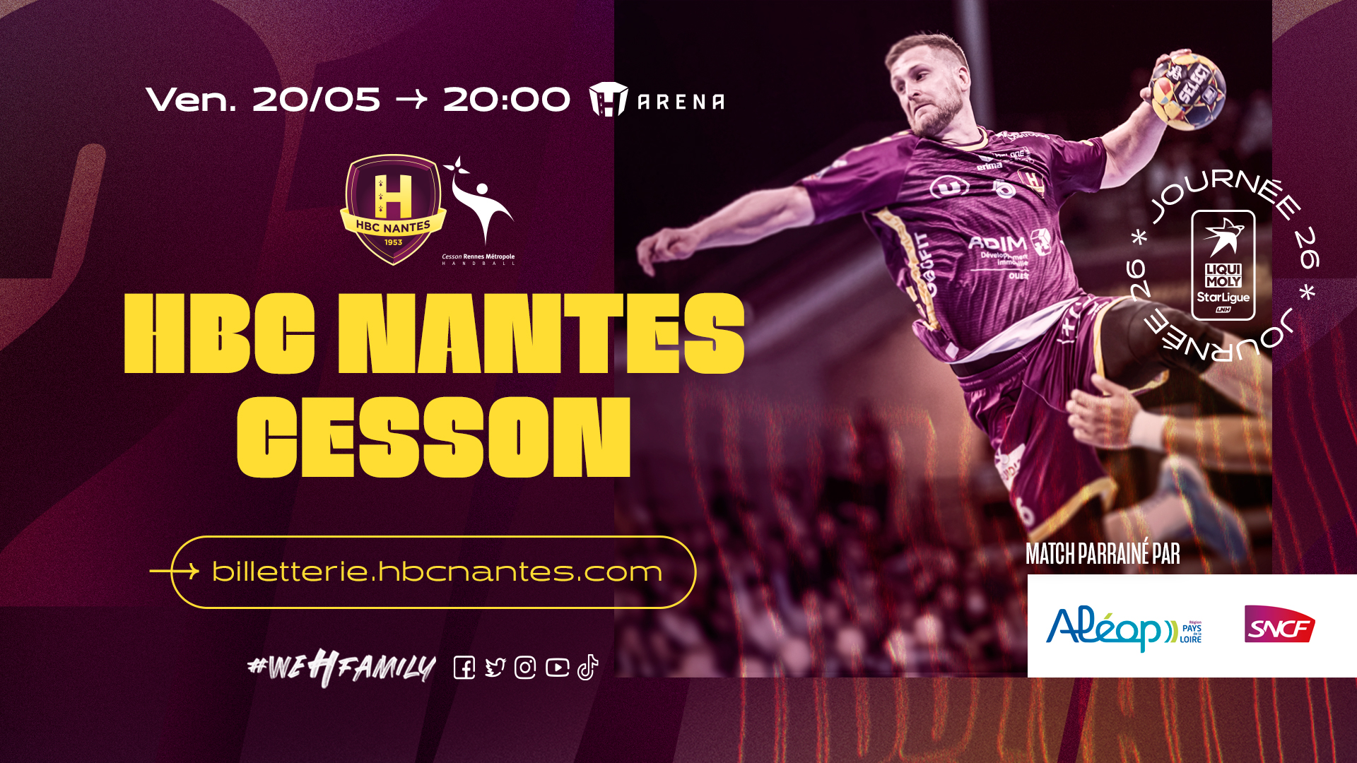 HBC Nantes - Cesson : Vendredi 20 mai à 20h00