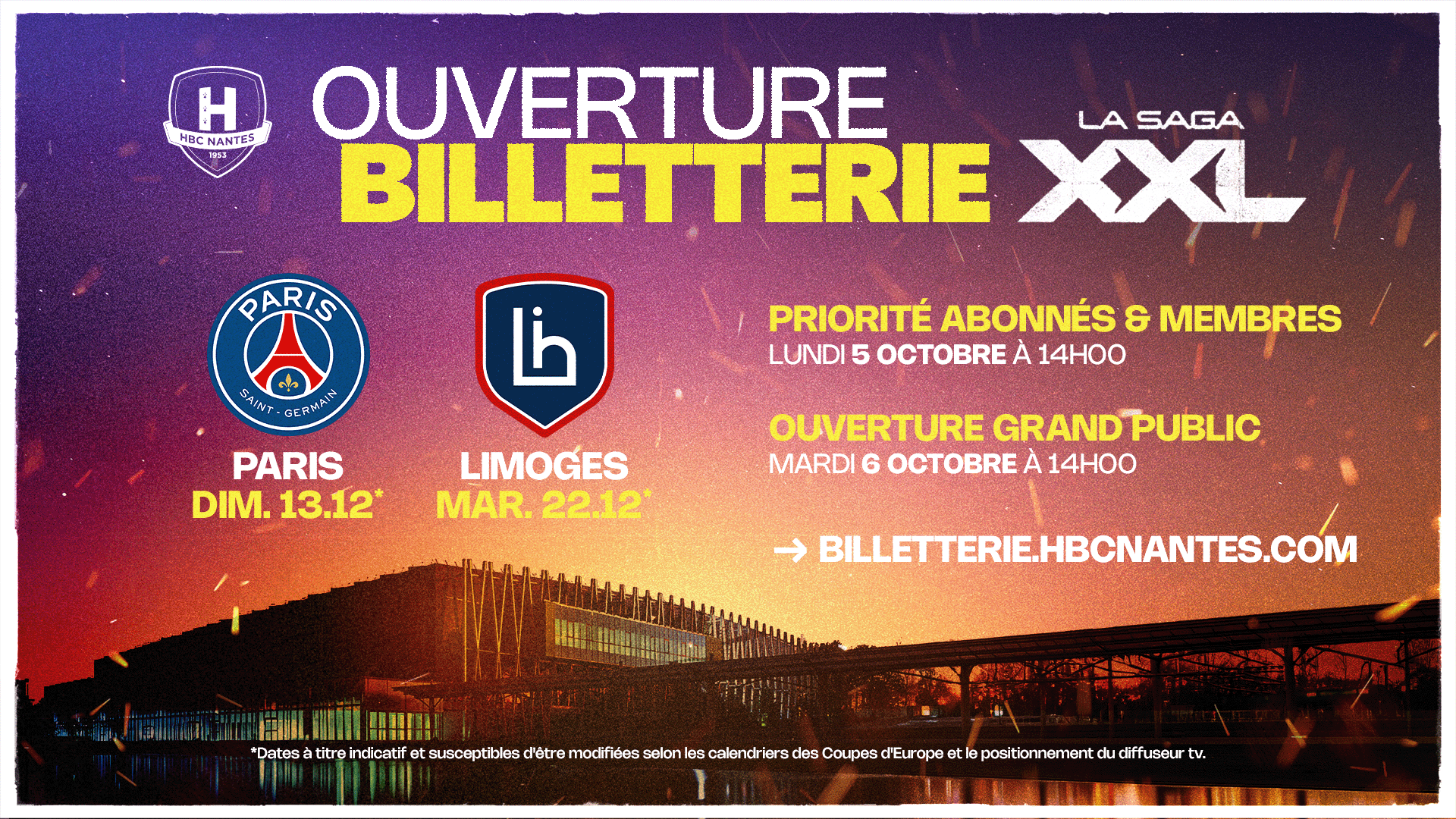 Ouverture billetterie : PSG & Limoges (Neodif XXL)