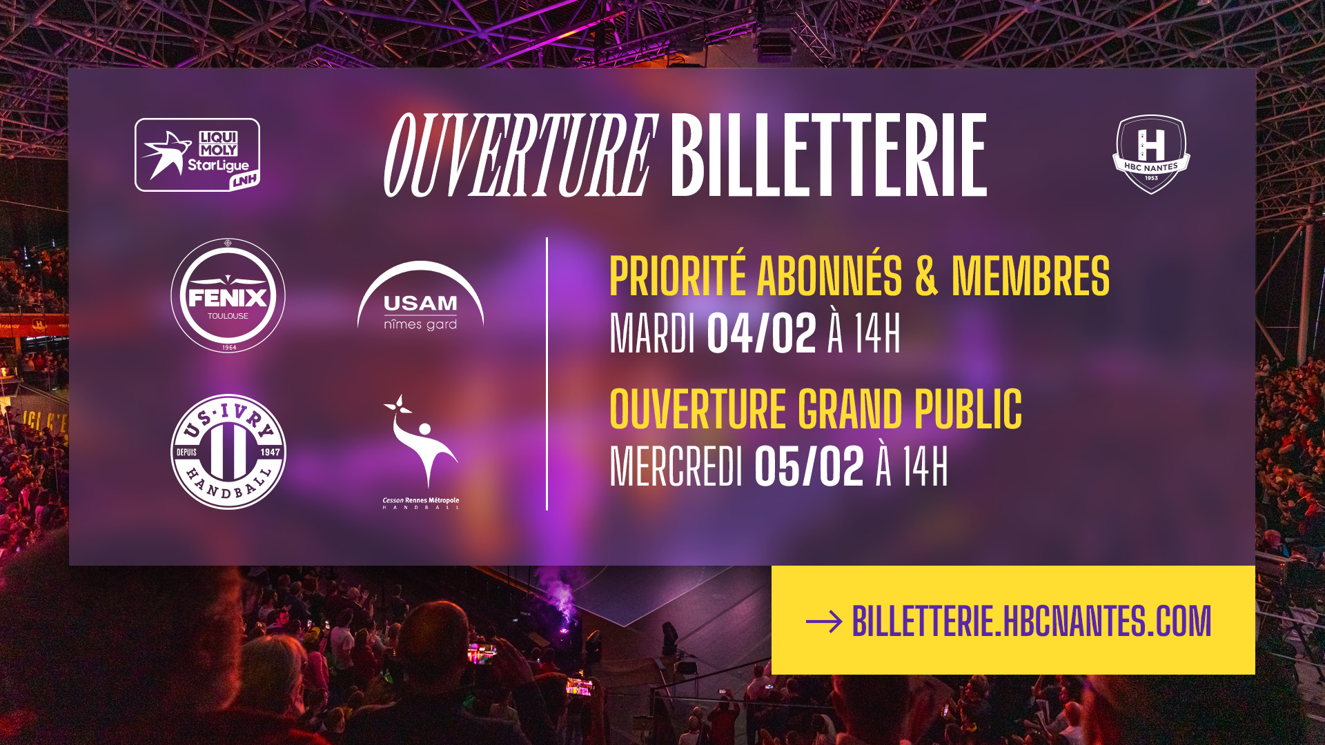 Ouverture billetterie : Toulouse, Nîmes, Ivry & Cesson