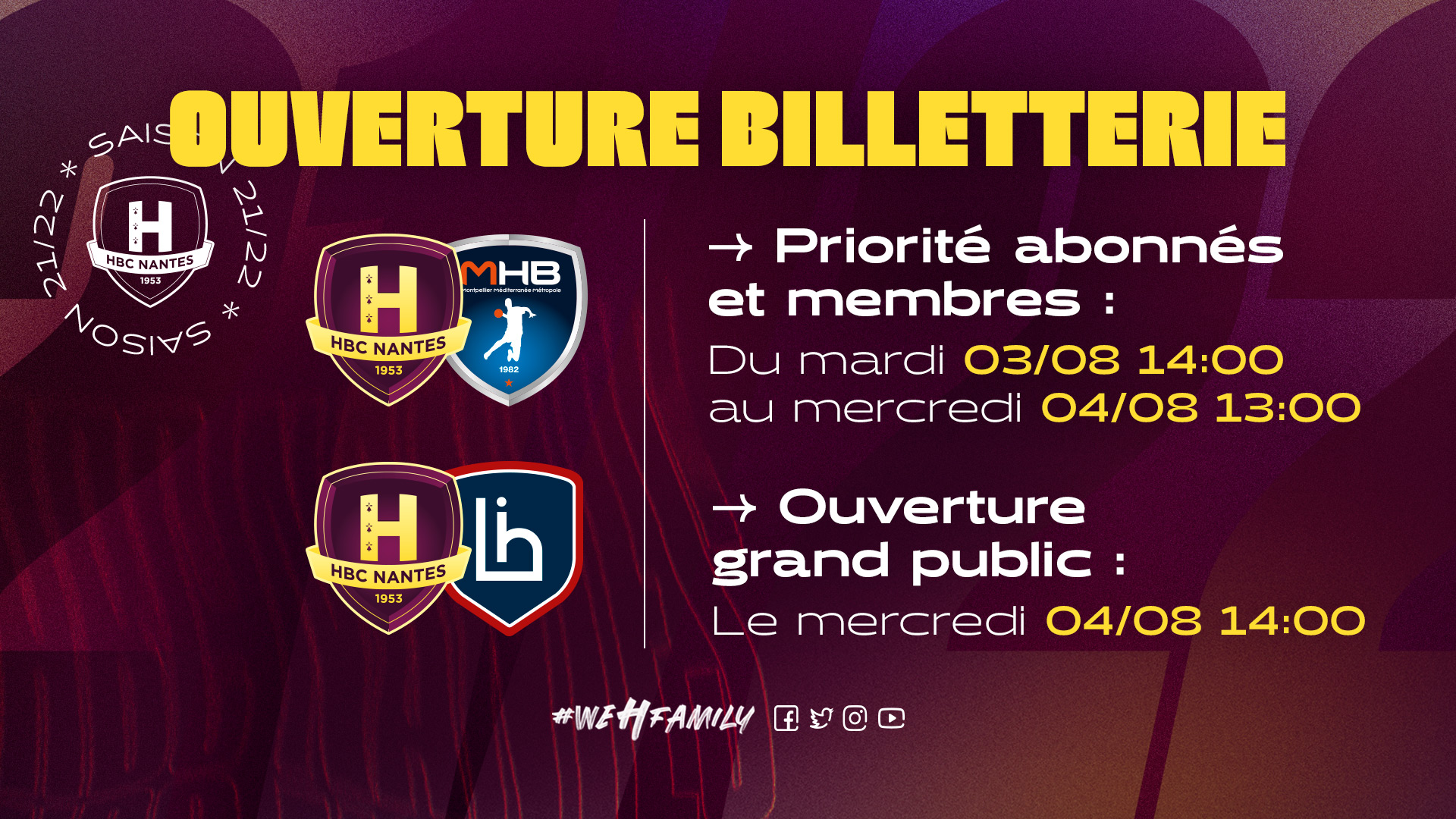 Ouverture billetterie : Montpellier & Limoges