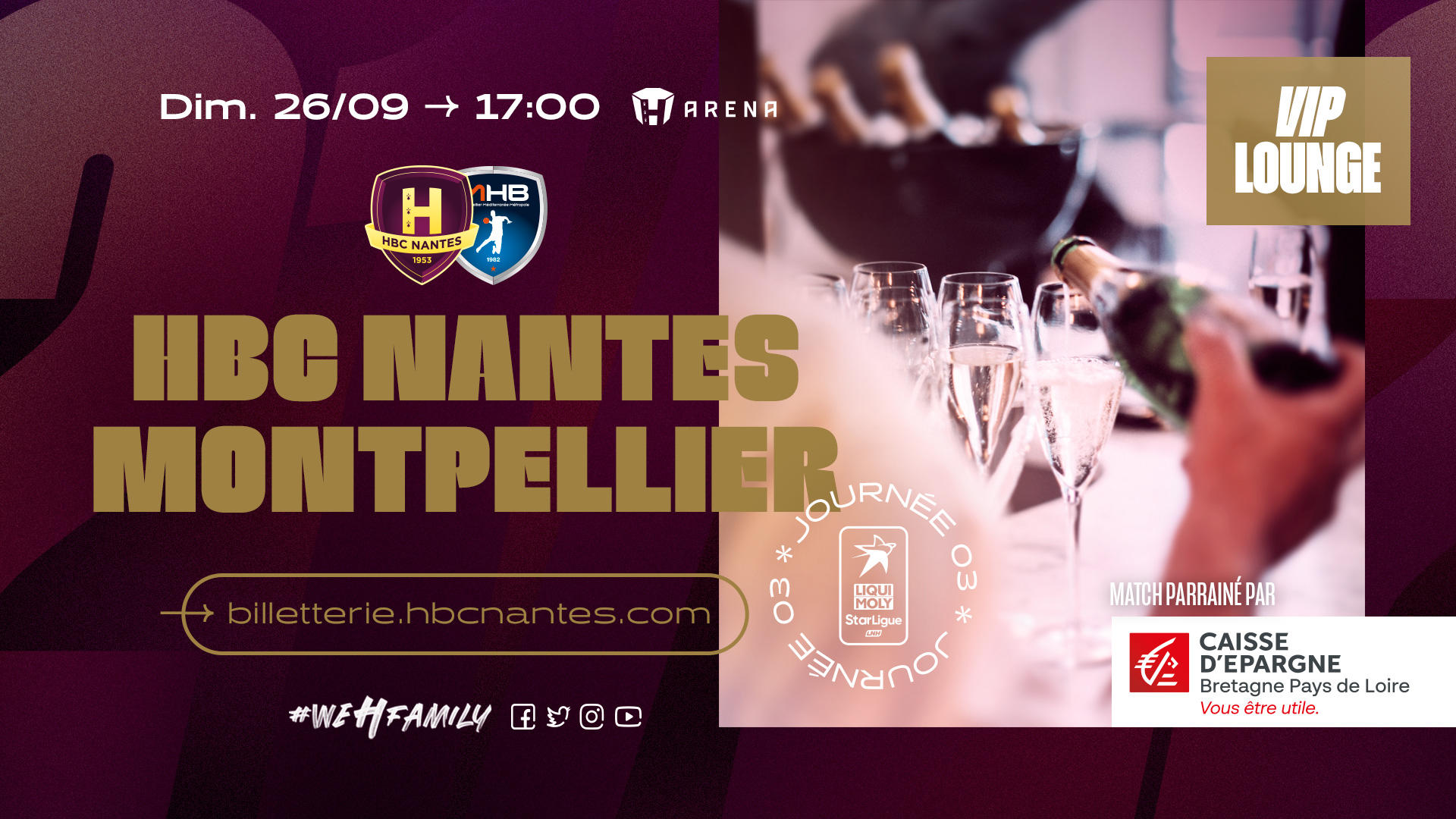Offre découverte "VIP Lounge" pour le choc HBC Nantes - Montpellier